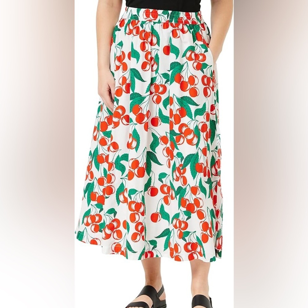 Benetton Cherry Print Set Crop Top & Midi Skirt – Size S - Picture 5 of 15